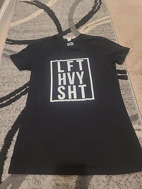 Lft Hvy Sht Workout Gym Womens Large Short Sleeve Cotton Black T-shirt